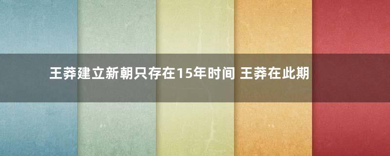 王莽建立新朝只存在15年时间 王莽在此期间都做了什么